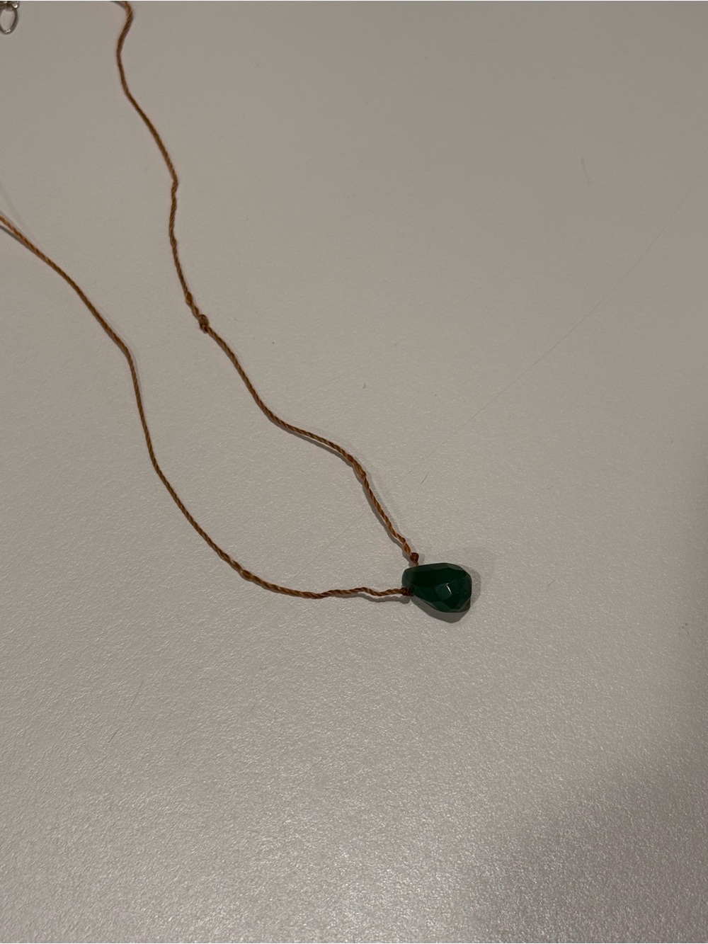 Delicate Green Teardrop Pendant Necklace - Women Jewelry
